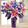 12 Iris With 3 Lilies -Vase Included