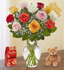 12 Roses, Teddy Bear and chocolate