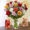 24 Roses, Teddy Bear and Chocolate