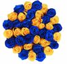 50 Roses includes: 25 Blue, 25 Yellow Roses